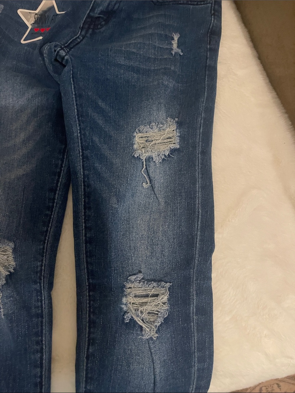 Skinny Fit Distressed girls Jeans - Dark Blue - Picture 5 of 7